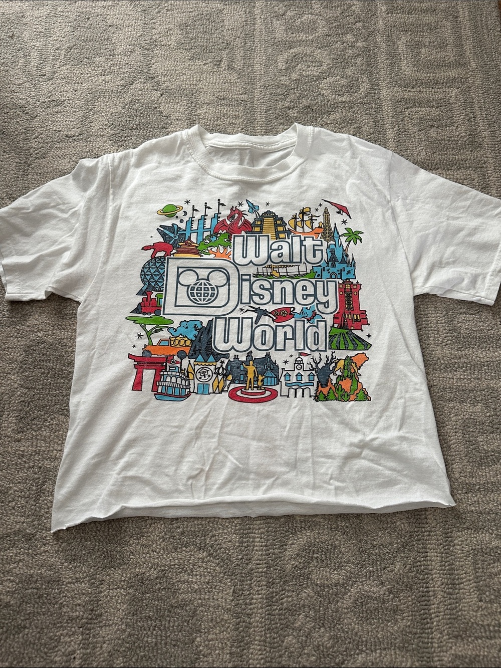 Walt Disney World White 100% Cotton Cropped Tee | S